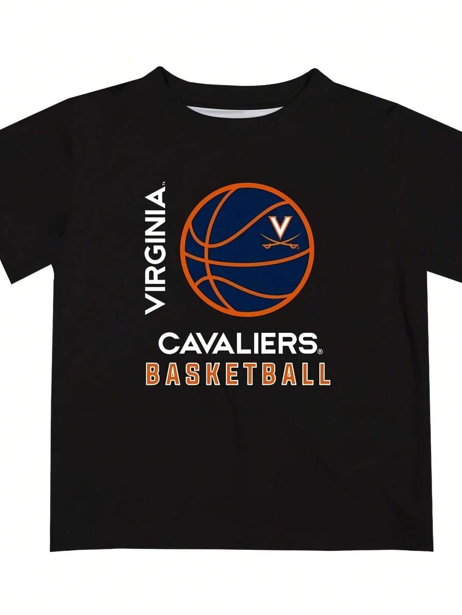 Virginia Cavaliers UVA Basketball Blue Short Sleeve Tee Shirt By Vive La Fete - Black _ Toddler - 4 - màu đen - Xem 1