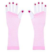 Fishnet Fingerless Gloves Mesh Arm Sleeves Fish Net Arm Sleeves EMO Gloves For Women In Theme Party Scene Accessories{"Size_name":"Long","Color_name":"#11-Pink(Long)"} - Multicolor23 - View 5