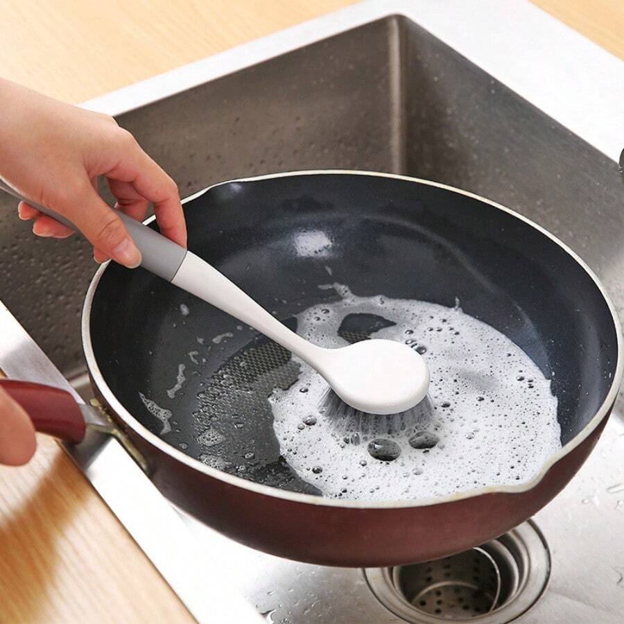 【1 件装长柄清洁刷】1 件装长柄清洁刷，家用油脂去除器，锅刷，洗碗刷，水槽和炉灶清洁剂，杯子清洁剂 - 26公分 - 查看 1