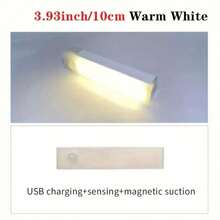 1 件 4 英寸/8 英寸/11.9 英寸/19.8 英寸运动传感器 LED 灯条，暖光/白光，可充电，无线，超薄，可调光，适用于橱柜、厨房、走廊、衣柜（塑料） - 白色 - 查看 14