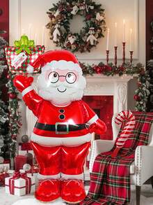 1pc/3pcs Christmas Balloon Set, Extra Large Santa Claus Foil Balloon, Mini Christmas Gift Box, Mini Christmas Red Candy Cane Foil Balloon, Suitable For Christmas Party Decoration, Santa Claus Christmas Balloon Decoration, Christmas Decoration, Holiday Party, Room, Winter Themed Birthday Decoration