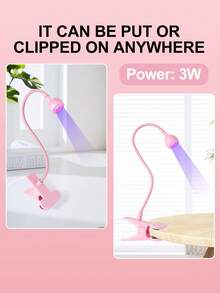 LIMEGIRL 1个LED UV美甲灯，用于固化凝胶指甲油，夹式柔性桌面迷你USB美甲灯，便携式美甲烘干机，美甲沙龙工具，带夹子的小型美甲灯，可弯曲，高度灵活，USB供电，一键启动 - 彩色 - 查看 3