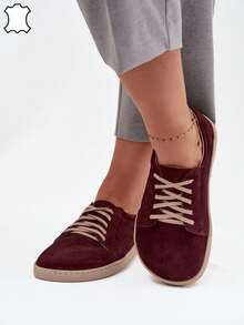 Sneaker senza tacco in camoscio naturale da donna Zazoo 314 - Salute e comfort del piede realizzati in pelle naturale marrone, rosso, beige