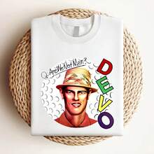 180g pure Cotton Devo Punk Rock T Shirt Cotton Classic S 5Xl Stretched female Soft graphic Stylish Casual Summer Women Top Graphic Tees streetwear Versatile Comfortable designer clothes Unisex women Slightly Print Round Neck Short Sleeve fashion Breathable - Blanco - Ver 4