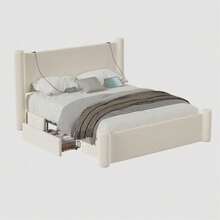 Bed Frames - Beige + Velvet + Contemporary + European - View 10
