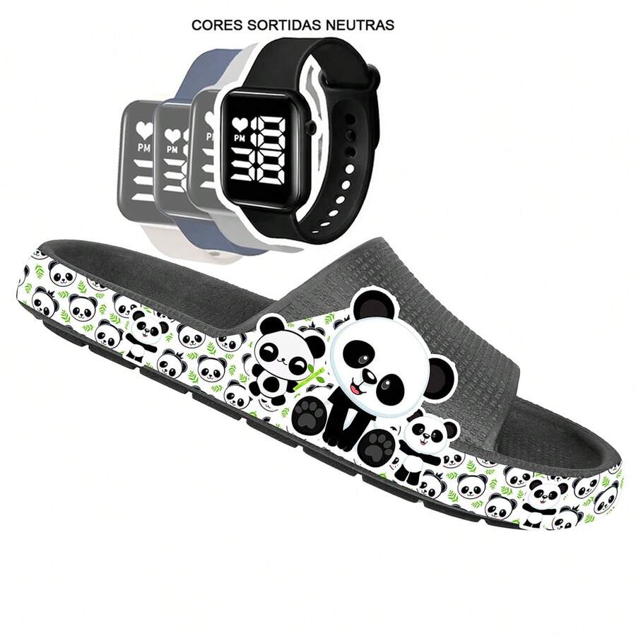 KIT Cloud Flip-Flops For Girls, Sandal Designs + Watch - Black - View 1