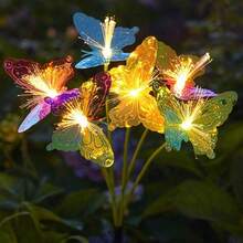 Solar Garden Light LED Solar Butterfly Light Outdoor Waterproof Swaying Light Butterfly Dual Modes For Garden Yard Patio Pathway - 暖白色 - 查看 7