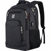 UKEIN Laptop Backpack With USB Charging&Headphone Port,Anti-Theft Business Backpack With Padded Shoulder Strap, Computer Rucksack For School/Work/Travel - 黑色 - 查看 1