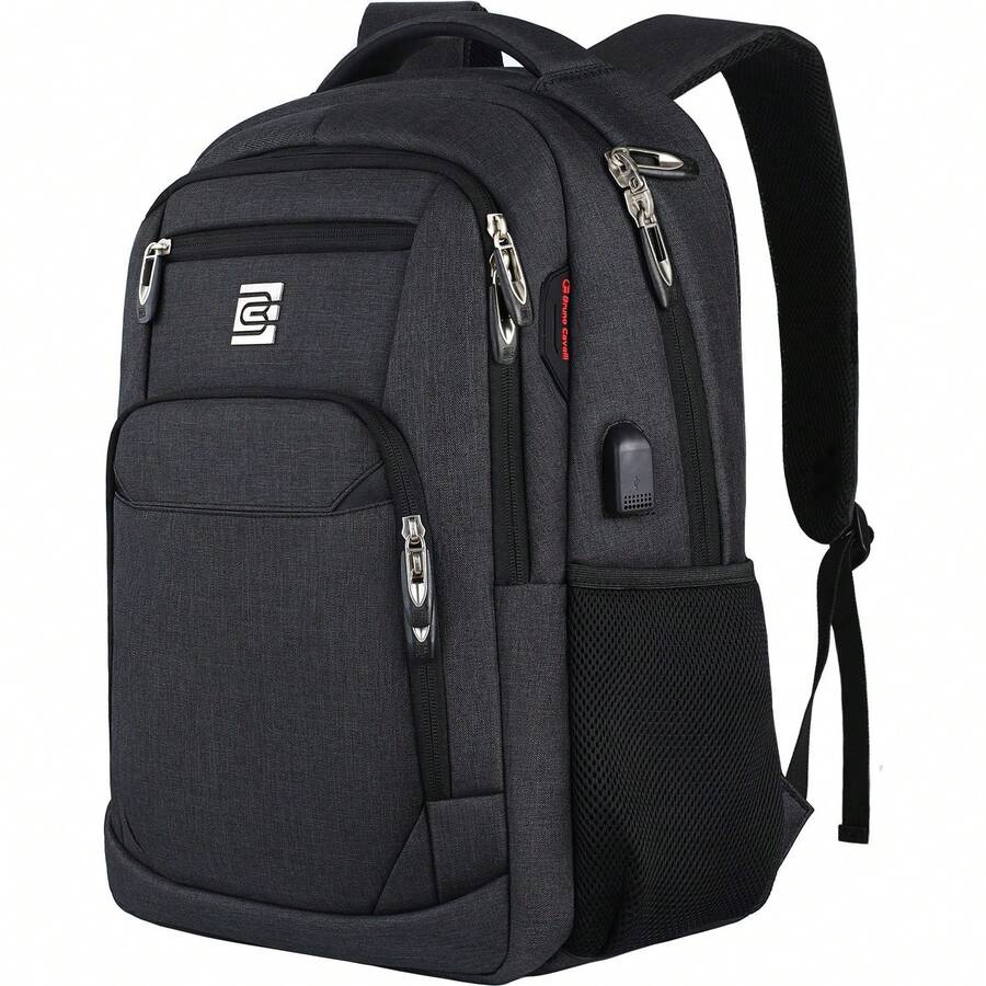 UKEIN Laptop Backpack With USB Charging&Headphone Port,Anti-Theft Business Backpack With Padded Shoulder Strap, Computer Rucksack For School/Work/Travel - 黑色 - 查看 1