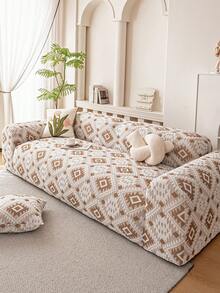 1pc Jacquard Dual-Tone Sofa Cover, High Elasticity, Non-Deformation, Non-Fading, Pet-Friendly, Dirt & Scratch Resistant, Suitable For All Seasons, Machine Washable, Applicable For 1/2/3/4 Seater Sofas (Multiple Sizes Available) - Khaki - View 6