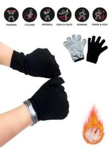 1pc PU Sports Sweat Gloves, Sauna Sweat Absorbing Hand Protector, Moisturizing Smooth Coating, Sweat Enhancing, Suitable For Home Use - Silver - View 1