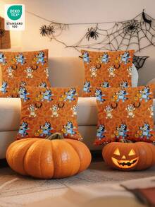 Bluey 1/2/4 buc. Fețe de pernă Bluey, față de pernă moale, lenjerie de pat Bluey, fețe de pernă Bluey, fețe de pernă cu model de desene animate Bluey, doar fețe de pernă fără inserție, pentru canapea, dormitor, living, decor de casă, moi și respirabile, prietenoase cu pielea și confortabile, textile confortabile pentru casă, înapoi la școală, decorațiuni de Halloween