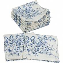 Cloth Napkins - Set Of 12 - Reusable Napkin - Country French Toile Dinner Napkin - Everyday Spring Summer Fall Holiday Party - Soft Absorbent Napkin - 18x18 - Blue - 10" x 10" (Bộ 12 cái) + Xanh lam - Xem 1