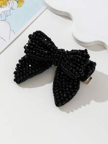 1pc Elegant Black & Pink Butterfly Rhinestone Decor Hair Clip, Suitable For Daily Wear, Festivals, Dates, Gifts, Cute Accessories, Claw Clips