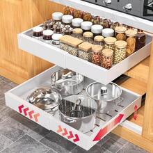 2 Pack 53cm Deep Pull Out Cabinet Organizer Expandable Pull Out Drawers For Cabinets Adhesive With Film Upgrade 3 Slide Rails Slide Out Drawers Width 32cm To 52cm White