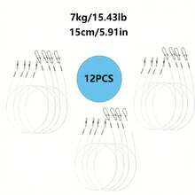 12 件 100% 氟碳钓鱼线，带双环和快速锁扣，高品质钓鱼线