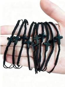 Bohemian Style Woven Bracelet - Cross Bracelet, Fashionable Jewelry Bracelet, Perfect Gift For Friends, Family, Father's Day, Suitable For Daily Wear