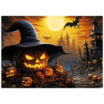 1 盒 1000 个万圣节噩梦拼图、70 厘米 X 50 厘米拼图、恐怖万圣节活动和家居装饰，挑战拼图的乐趣。