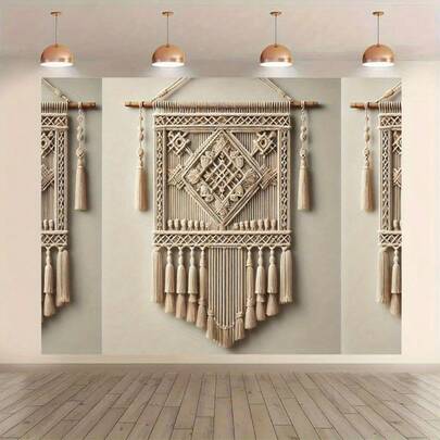 Colgante de pared de macramé hecho a mano - Diseño de arte versátil como fondo para la sala de estar, el dormitorio, la oficina y la decoración al aire libre - Accesorio perfecto para fiestas y regalo ideal para días festivos