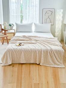 1 件厚波西米亚风格欧洲提花仿毛皮羊毛毯，柔软温暖，可用作床上用品或披肩，适合客厅、卧室、宿舍、办公室、汽车、旅行、野餐、派对，四季皆宜 - 白色 - 查看 2