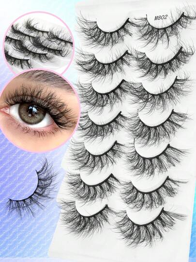 7 Pairs/Box Natural Thin Crossed False Eyelashes, 3D Fluffy Curly Realistic Faux Mink Handmade Lashes, Suitable For Women Daily Makeup And Parties