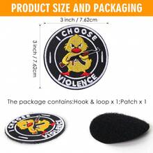 GIURKUU 1PC I Choose Violence Duck Patches, 3" Embroidered Morale Hook And Loop Patches, Humorous Funny Appliques For Tactical Backpacks, Hats, Lunch Bags, Vests, Jackets