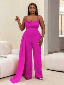 Faeriesty Chic Elegant Party Jumpsuit With Thin Spaghetti Straps | Perfect For Red-Carpet Events, Disco-Themed Parties, Concert Performances, And Glam Evening Receptions