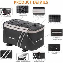 JXFUKAL - Portabicicletas trasero con cubierta de lluvia, 7L/9L/10L/12L impermeable para bicicleta Ebike Sillín de ciclismo con reflector y cable ajustable para viajes al aire última intervensión - Sin aislamiento interior: 7 l - Ver 8
