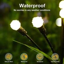 1 PACK 8LED Head Outdoor Lights Solar Lawn Lamp Garden Lamp LED Wind-Driven Firefly Ground Plug Lamp For Garden Lawn Landscape Holiday Light - warm - 查看 3