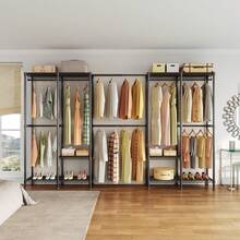 H5 Pro Heavy Duty Garment Rack, Freestanding Clothes Rack, Wardrobe Closet For Hanging Clothes, Portable Closet Organizer With Expandable Hanger Rods, (97.7-115.4")L X 15.7"W X 75.4"H, Black,23137518