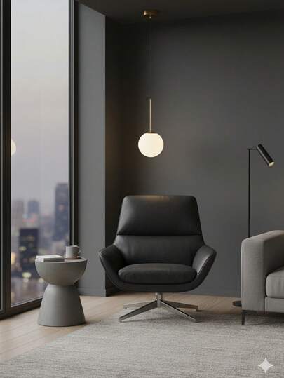 1pc Moderne Minimalist Stylish Adjustable Spherical Hang Light, E27 Socket, Hard Wired, Living Room, Dining Bedroom, Showroom, Office, Bulb Not Included view 6