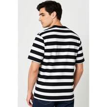 Men's Striped T-Shirt Red And White Striped Shirt Black And White - Đen và trắng - Xem 2
