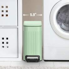 Slim Bathroom Trash Can With Lid Soft Close, 6 Liter/1.6 Gallon Stainless Steel Small Garbage Can With Removable Inner Bucket, Step Pedal, Slim Wastebasket For Toilet, Office, Bedroom, Green - Mint Green - View 3