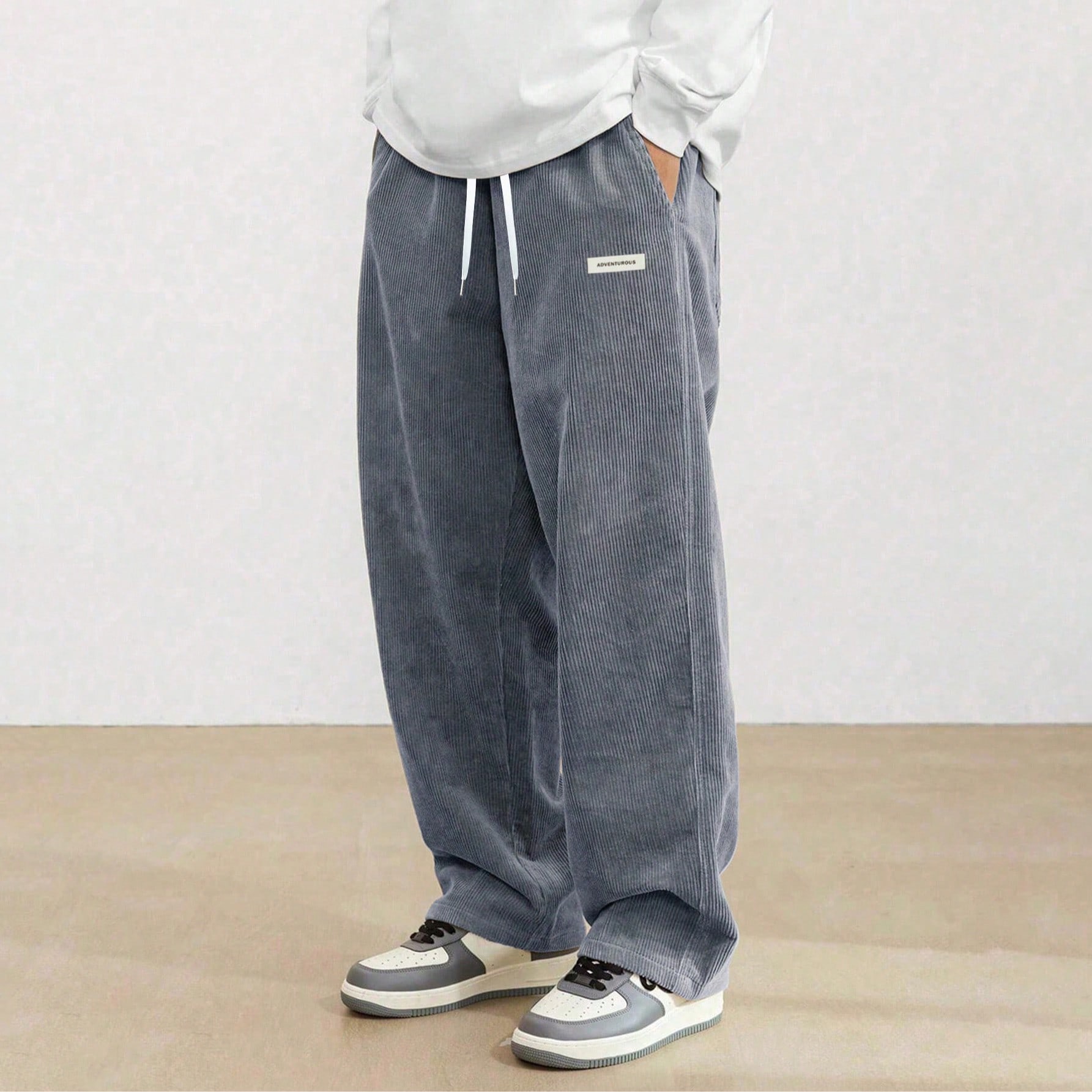 Pantalones rectos de pana estilo vintage americano, pantalones casuales versátiles y de moda para hombre en color caqui, para otoño e invierno