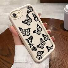 For IPhone SE (2022) Mobile Phone Case, Sky Eye Ladder Mobile Phone Case, Black Butterfly Funny Anti-Fouling Animation Leisure High Quality Ins Style Cute And Delicate Fresh Fun Girl Simple Niche Vitality Korean Japanese Cartoon Playful Versatile Air Cushion Popular Youth Light Fashionable Non-Slip Gift Durable Design Sense Unique New Creative No Collision Model Graffiti High-Looking Textured Shock-Absorbing  Cute Soft Personality Protection Well-Behaved Durable Elegant - 黑色 - 查看 5