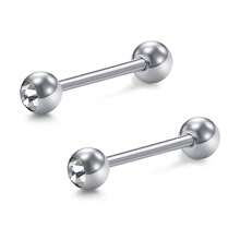 2pcs 14G Tongue Rings & Nipple Rings, 316L Stainless Steel Straight Barbell 12mm-18mm Body Piercing Jewelry