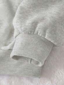 Sudadera hoodie sweatshirt dama mujer gorro capucha manga larga estampado corazones imitación diamante perla otoño invierno - Gris Claro - Ver 3