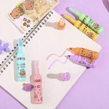 6 Stück Glitzer Textmarker, fluoreszierende Getränkeflasche Stifte, Graffiti Stifte, Memo Marker Textmarker, Malfarben, Party Geschenke, Geburtstags Geschenke, flüssige Quicksand fluoreszierende Stifte, süße Mini Textmarker, Unterstreichungsstifte, Markierstifte, Kritzelstifte