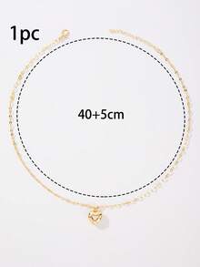 1pc Solid Heart Shaped Pendant Necklace, Suitable As A Gift For Teens - one-size - View 11