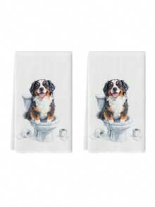 2 buc acuarelă drăguț Bernese Mountain Dog model prosoape de bucătărie fermă decor bucătărie lavete de vase petrecere de vacanță prosoape de baie potrivite pentru masa din bucătărie sufragerie