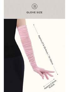 Long Mesh Gloves For Women, Stretchy Tulle Opera Party Gloves, Elegant Wedding Costume Accessory - Màu Hồng baby - Xem 5