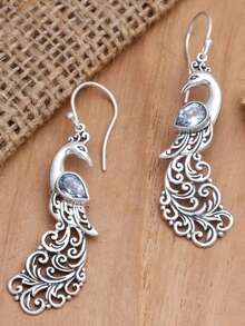 Elegant Animal Dangle Earrings, Vintage Bird Dangle Earrings, Peacock Feather Wing Dangle Earrings, Fashionable Animal Jewelry For Women