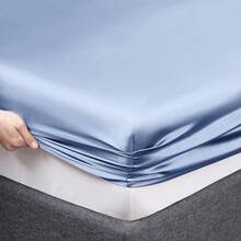 Silky Soft Pink Twin XL Satin Bed Sheets Set, 1 Deep Pocket Fitted Sheet + 1 Flat Sheet + 1 Pillowcase,  In 2025 - 淺藍色 - 查看 8