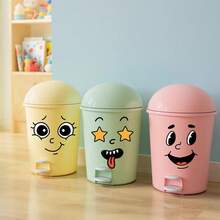 4pcs/Set Cartoon Face Stickers, Self-Adhesive, Suitable For Plastic Surfaces, Removable, Home Decor, Applicable To Trash Cans, Walls, Bathrooms, Refrigerators, Smooth Surface, Fun Themed Decor, Cover Wall Imperfections
