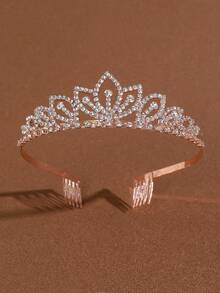 1pc Elegant Crown Party Bridal Crown Headband, Rhinestone Headpiece, Bride Hairpiece, Coronas, Tiara