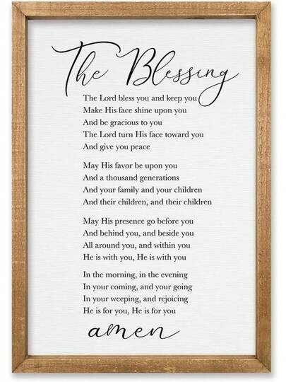 Comurdyo Blessing Wall Art 16x11 Inch May Lord Bless You And Keep You Scripture Sign Bible Verse Christian Wall Decor Wood Framed Hanging (Wood)2687