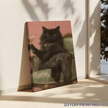 2D Flat, Posters & Prints 1pc Black Cat Framed Wall Art - Canvas Prints Poster , Ideal For Home, Office Wall Decor, Family Gift, Living Room Bedroom Wall Decor For Halloween, Halloween Decor - 彩色 - 查看 2