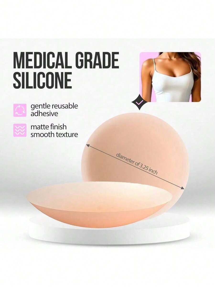 1 Pairs Nipple CoversGrippy Not Sticky Nipple Covers - Cakes Reusable Non Adhesive Nipple Pasties For Women - Silicone Bra Inserts - 奶油 - 查看 1