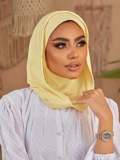 1件装女士纯色简约百搭穆斯林速戴头巾，套头式设计，方便快捷佩戴，简约休闲优雅经典百搭，帽子和围巾一体式设计，莫代尔面料，舒适透气，适合日常佩戴