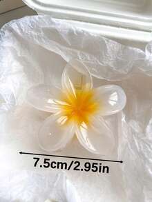3pcs/1pc 7.5cm/2.95in Hibiscus Flower Jelly Color Hair Clips, White/Yellow/Blue, Lightweight Plastic Bathroom Hair Accessories, Suitable For Daily Outing, Casual, Party, Commute, Beach Holiday, Ponytail, Bun, Face Washing, Makeup, Outfit Matching Fashion Claw Clips Winter Hair Clutch